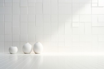 White Geometric Lines Background with Light Reflection on Wall, Generative AI