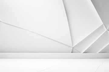 Modern Office: Dynamic Diagonals in a White Backdrop with Geometric Shapes, Generative AI