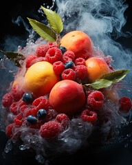 The fruit emits red and orange smoke. (Generative AI)