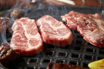 Grilled Pork Shoulder on the grill	
