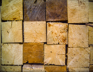 raws of sawed timber