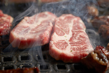 Grilled Pork Shoulder on the grill	