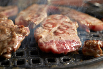 Grilled Pork Shoulder on the grill	