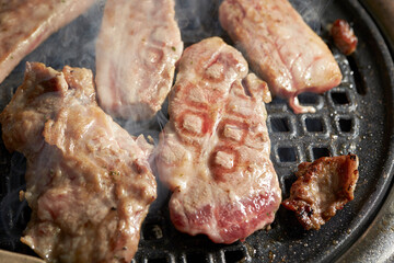 Grilled Pork Shoulder on the grill 