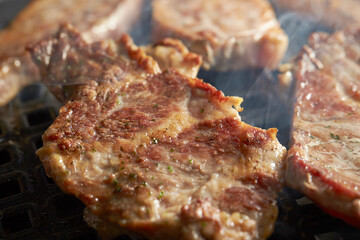 Grilled Pork Shoulder on the grill	
