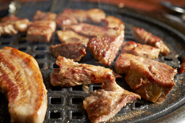 Grilled Pork Shoulder on the grill	
