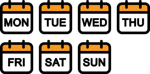 カレンダーのアイコン（英語の曜日）（Calendar icon vector.）
