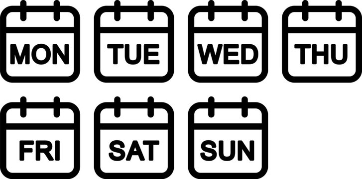 カレンダーのアイコン（英語の曜日）（Calendar icon vector.）
