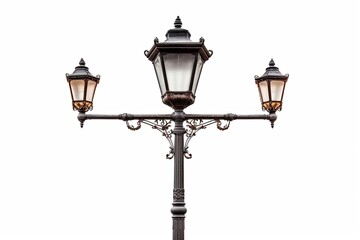 Old street light isolated white background