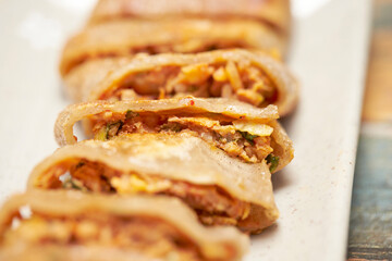 Buckwheat Crepe, Buckwheat pancake on a plate 