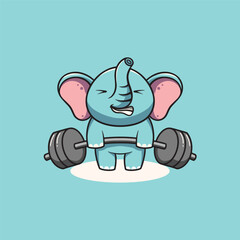 Cute elephant workout cartoon illustration