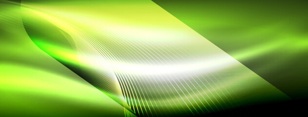 Glowing neon wave abstract background - vibrant, luminescent waves pulsate in a captivating and electrifying display