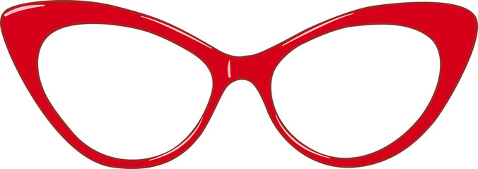 Isolated of red cat eye glasses frame. - obrazy, fototapety, plakaty