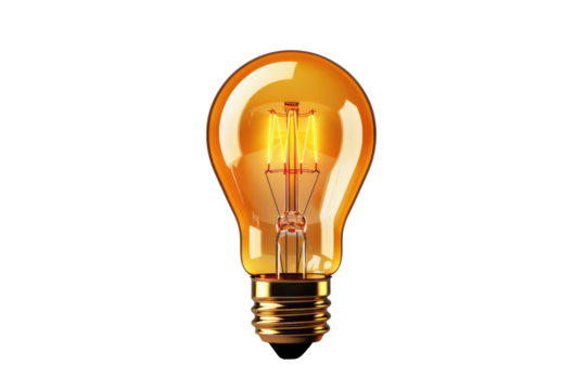 Light bulb isolated on transparent background. Generative Ai
