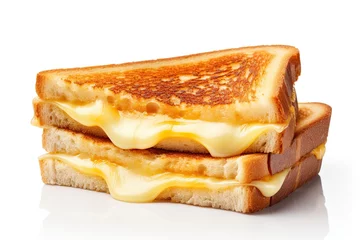 Crédence de cuisine en verre imprimé Pain Toast sandwich with cheese isolated on white