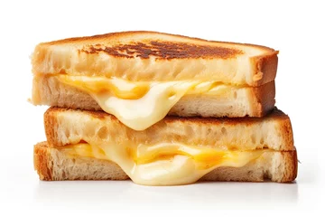 Gordijnen Toast sandwich with cheese isolated on white © twilight mist