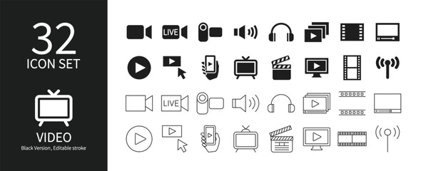 Icon set related to video