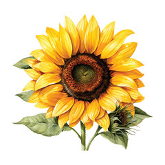 Fototapeta na wymiar Sunflower watercolor 2d Illustration