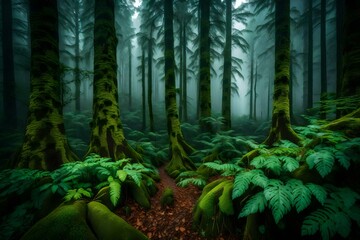 tropical rain in green forest generated by AI tool