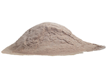 Pile of wet sand in construction site isolated on white background included clipping path.