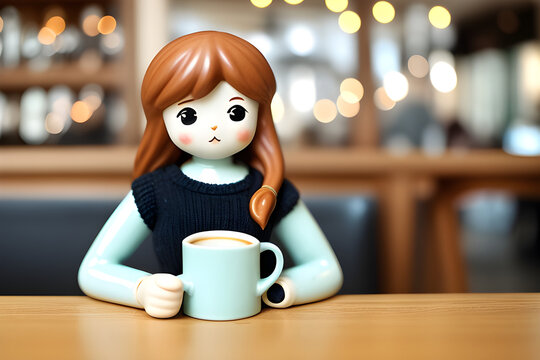 woman drinking coffee.Generative AI,