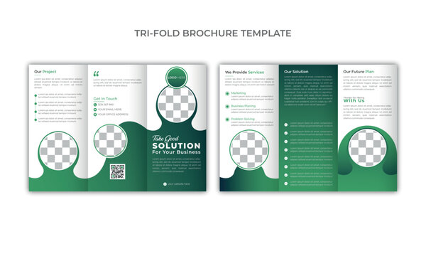 Trifold brochure design, modern layout template,
