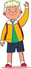 Vector Illustration of a Cute Little Boy Excited to Go to School