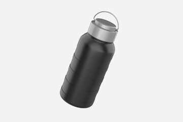 Blank thermos insulated vacuum beverage bottle mockup template. 3d illustration.