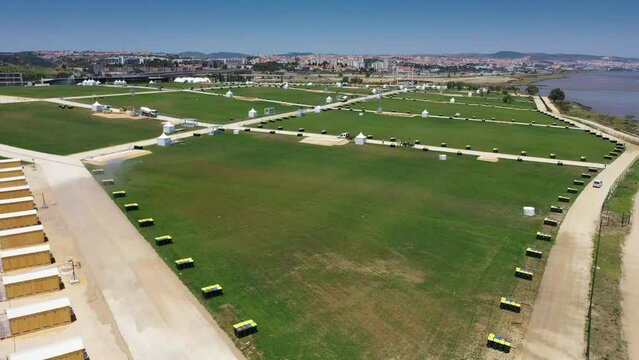 Pope altar stage under construction in Portugal for World Youth Day ( Jornada Mundial da Juventude 2023 )