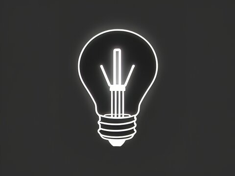 Un icono de bombilla de luz negra brillante