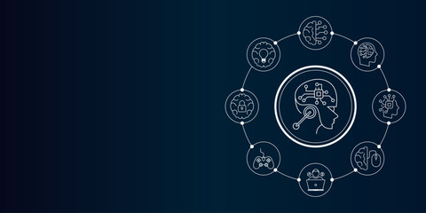 Artificial intelligence and Automated machine learning language. Cybersecurity computer vision, business, industrial vector image. Chat with AI, big data vector line icons set