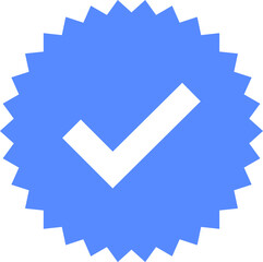 Blue checkmarks. Blue tick. Profile verification icon vector