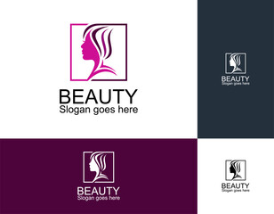 beauty gold woman logo template