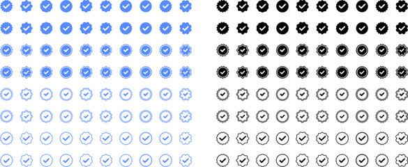 Fototapeta premium Blue checkmarks. Blue tick. Profile verification icon vector