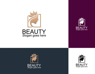 Vector image. Logo for business in the industry of beauty, health, personal hygiene. Beautiful image of a female face. Linear stylized image. Logo of a beauty salon, health industry, makeup artist.