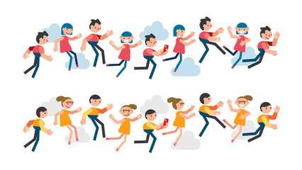Fototapeta premium office worker act in a variety of ways Many scenes, floating in the air. Vector set illustration.