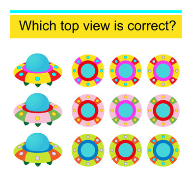 Educational game for kids. Need to find the top view for every flying saucer.