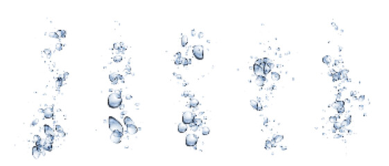 Underwater bubble drop air splash vector texture. Isolated realistic fizzy under water soda effect. 3d aquarium oxygen ball flow. Carbonated champagne vapor border. Clear black gel liquid droplet