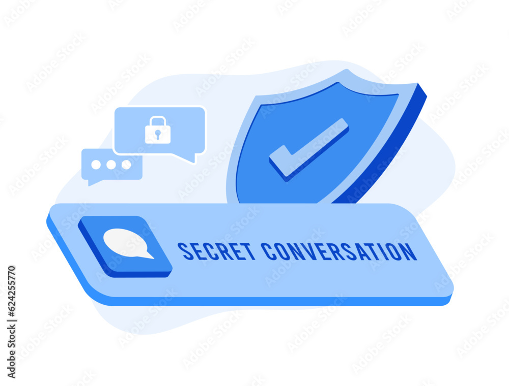 Poster secret chat messages with end-to-end encryption concept. encrypted chat and private conversation, se
