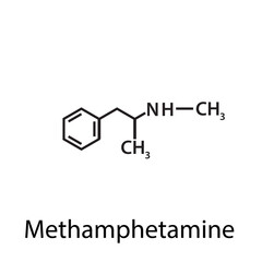 Methamphetamine structure formula flat style