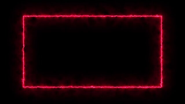 Vibrant Red Cyber Modern Sci Fi Futuristic Animated Neon Empty Rectangle Frame Laser Electric Plasma Moving Through On Background