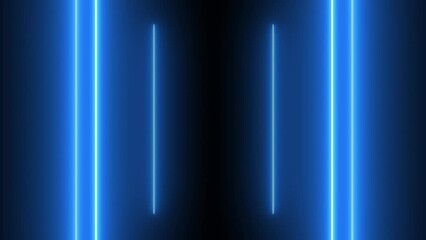 Sci Fi Futuristic Neon Electric Flashing Flickering Blue Glowing Lights Moving Tunnel Corridor On Glossy Surface Dark Background 3D Animation - Powered by Adobe