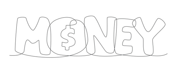 Money One line drawing isolated on white background