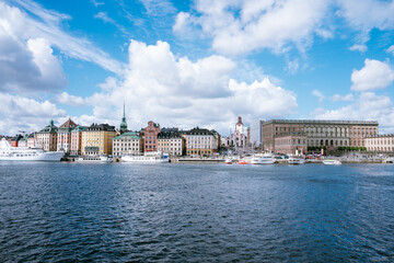 Stockholm gamla stan (old town) skyline from across the water 