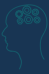 Line art head with gears