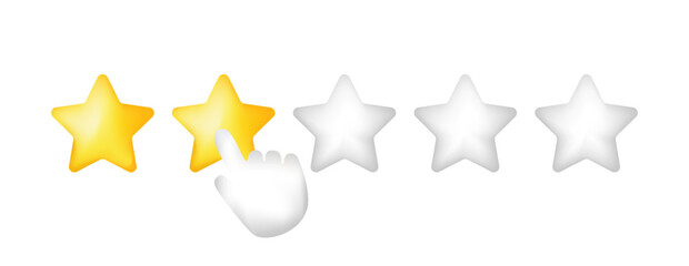 Rating two 3d stars line icon. Finger, rating, review, feedback, favorites. SSTKbold. Vector line icon for Business