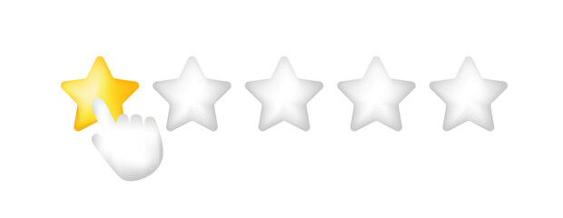 Rating single 3d stars line icon. Finger, rating, review, feedback, favorites. SSTKbold. Vector line icon for Business