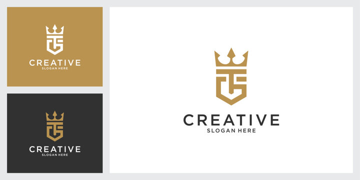 TG or GT initial letter logo design with crown icon vector.