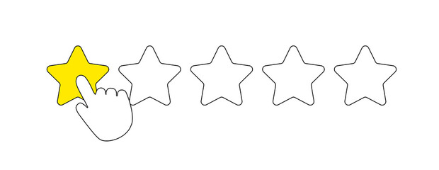 App rating single flat star line icon. Favorites, click, finger, rate, review, feedback. SSTKbold. Vector line icon for Business
