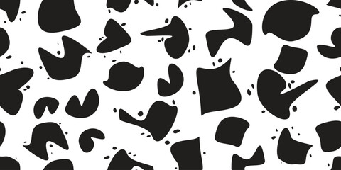 Seamless pattern wit abstract forms . Blob shape organic endless fabric pattern. Template for presentation, banner . Fluid shape . Liquid vector textured splats.